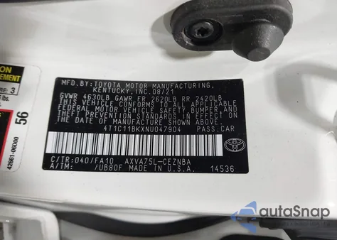 2022 Toyota Camry Le Awd z USA, uszkodzony, nr VIN 4T1C11BKXNU047904